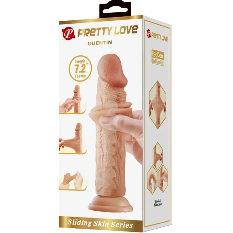 Gros godemichet réaliste TPR beige avec ventouse, texture peau coulissante, tête généreuse, flexible et étanche.