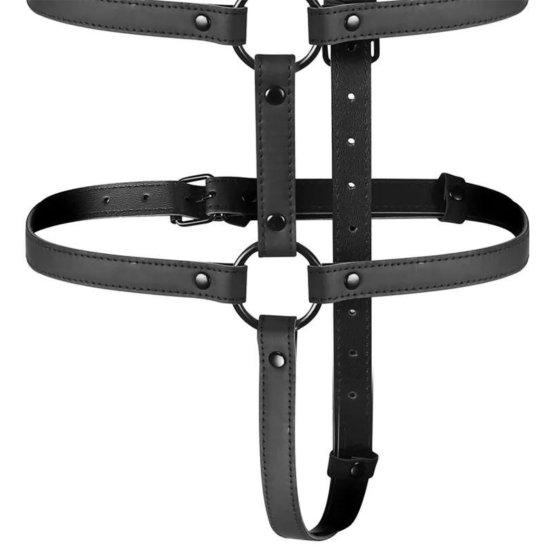 Harnais Bdsm Cuir Végétalien Ajustable Sans Nickel