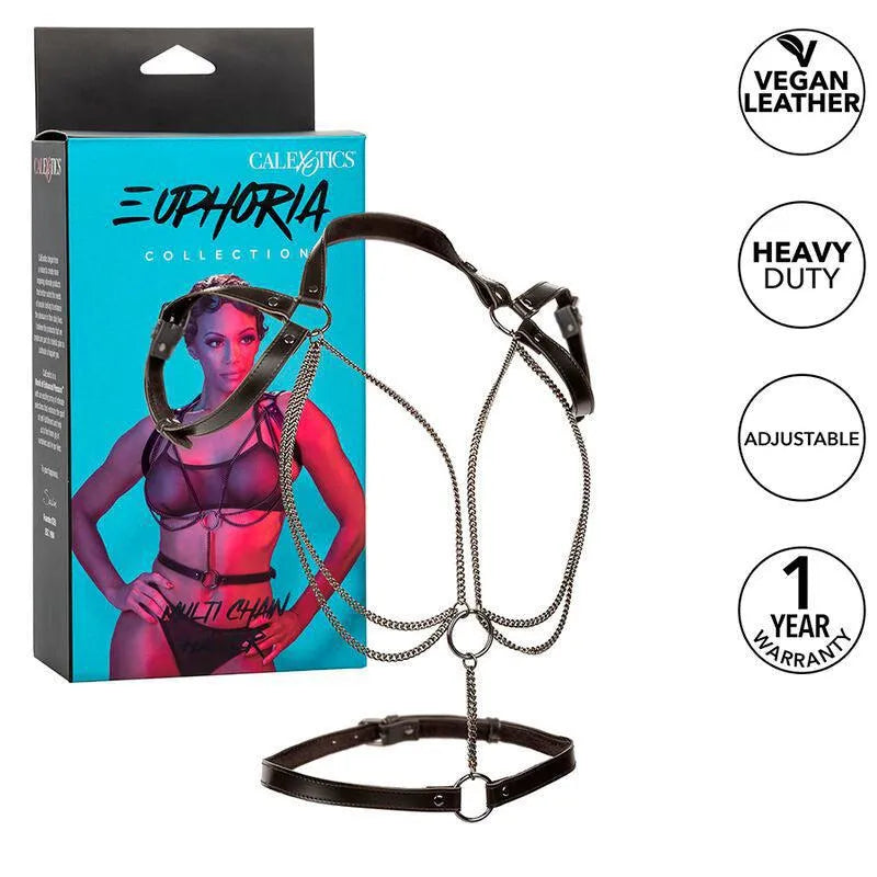 Harnais De Mode Licou Multi Chaînes Cuir Végétalien
