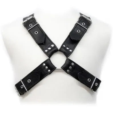 harnais cuir véritable noir ajustable réglable boucles métalliques confortable durable élégant polyvalent urbain formel soirée minimaliste