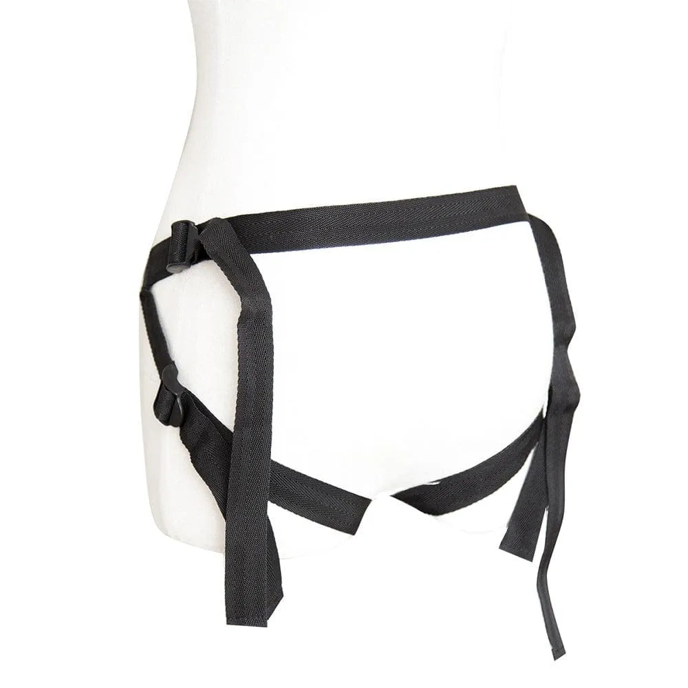 Harnais gode ceinture réglable noir en cuir et PVC, avec anneaux interchangeables, ajustable et confortable pour usage int...
