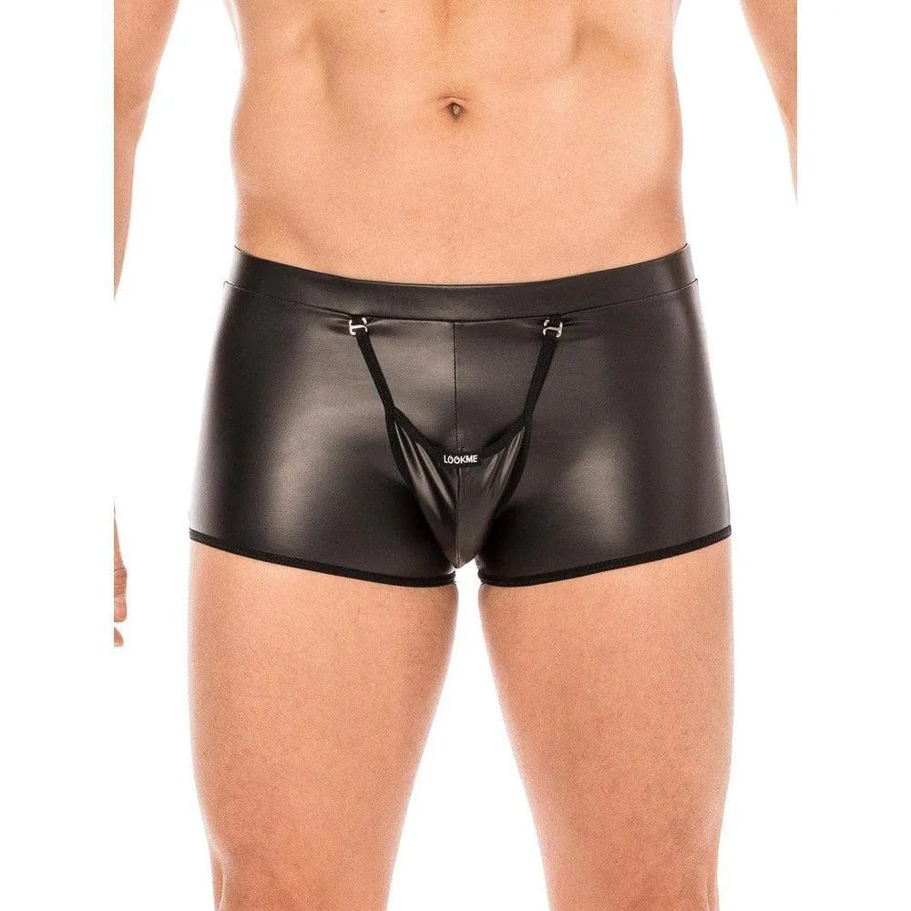 boxer homme noir matière polyester élasthanne confortable extensible poche détachable arrière transparence sexy domination discipline soumission