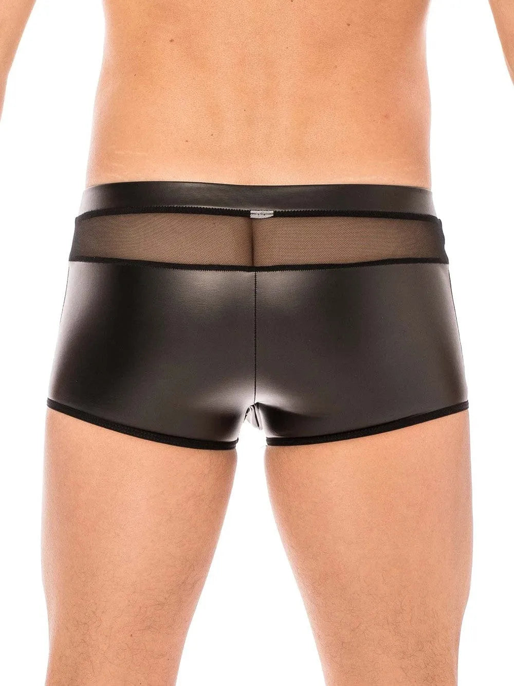 Boxer homme noir en polyester, poche détachable, transparence arrière, style sexy et audacieux LOOKME.