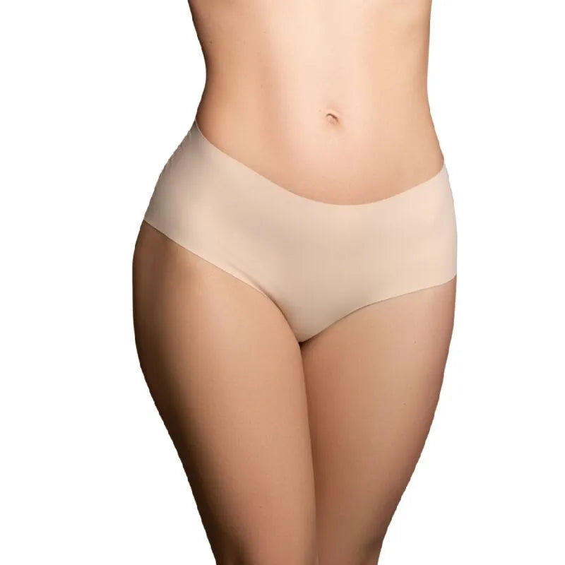 Culotte invisible beige sans couture, ultra douce, maintien léger, gousset coton, lot de deux, confort et discrétion.