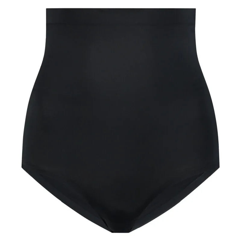 Culotte taille haute noire, invisible, sans couture, ultra douce, en coton polyamide élasthanne, confort et discrétion.