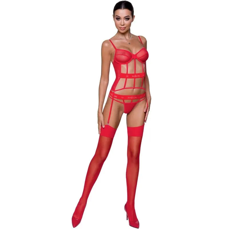 corset rouge sexy transparent bretelles réglables string assorti séduisant élégant moulant sculptant maintien confortable extensible européen tailles S M L