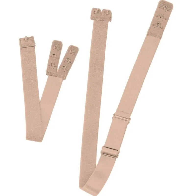 Bretelles dos nu beige ajustables Bye Bra, embouts flexibles, compatibles soutiens-gorge, élégantes et confortables.