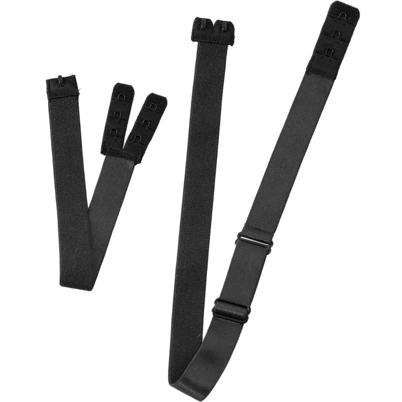 Bretelles dos nu noires réglables Bye Bra, embouts flexibles, compatibles soutiens-gorge, élégantes et confortables.