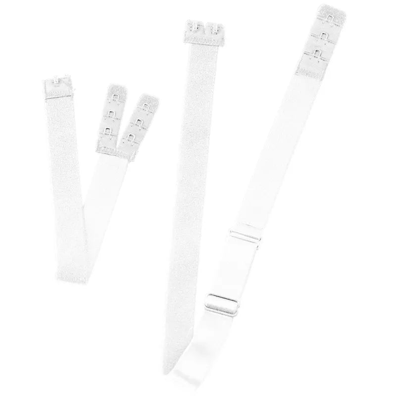 Bretelles dos nu blanches réglables avec agrafes, flexibles et douces, compatibles soutiens-gorge, élégantes et confortables.