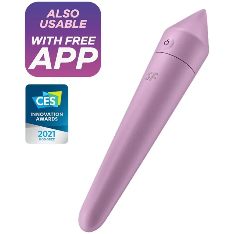 Vibromasseur intelligent contrôlable par application Waterproof Lilas Satisfyer Ultra Power Bullet 8 stimulation clitoridienne G-Spot multi-vitesses silicone médicalement grade femme couple
