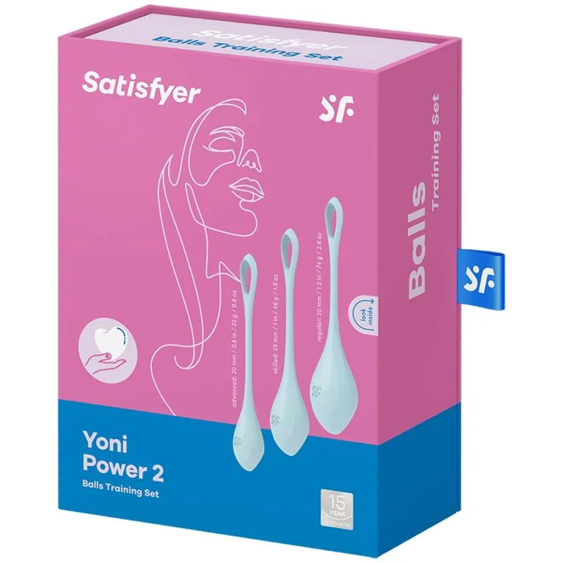 Ensemble de dilatateurs Yoni Power 2 bleu en silicone médical, 3 tailles progressives, pour entraînement du plancher pelvien.