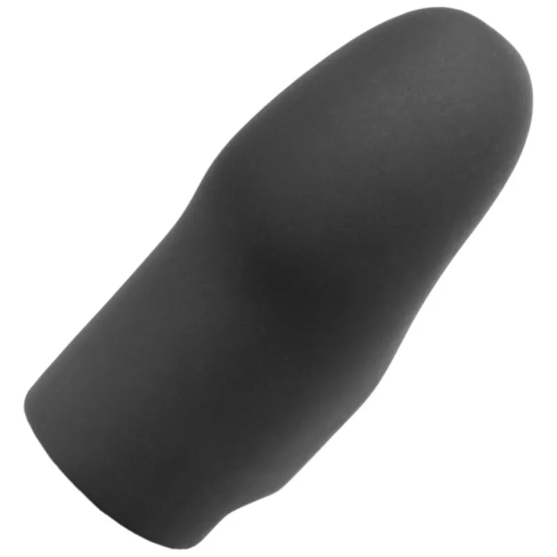 Embout stimulation clitoridienne noir en silicone, forme ergonomique, compatible électrostimulation, sans phtalates.