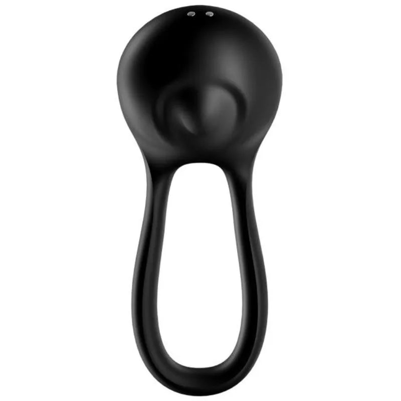 Anneau vibrant Satisfyer Majestic Duo noir, design ergonomique circulaire, silicone médical, multi-vitesses.