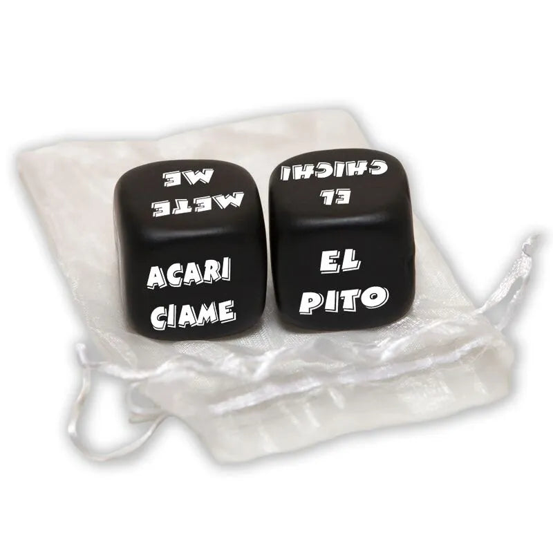 dés action parties corps noirs finition élégante haute qualité érotique adulte 36combinaisons 25mm sac soie transparent