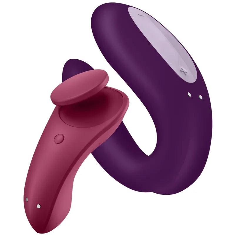 Coffret Satisfyer Partner Box avec vibrateurs Double Joy et Sexy Secret en silicone violet et rose, contrôle app mobile.