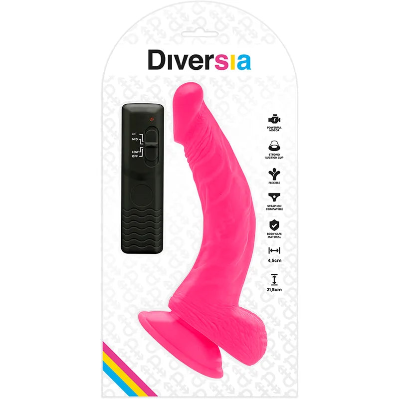 Vibromasseur télécommandé flexible rose 21,5 cm ventouse harnais TPE sans phalates