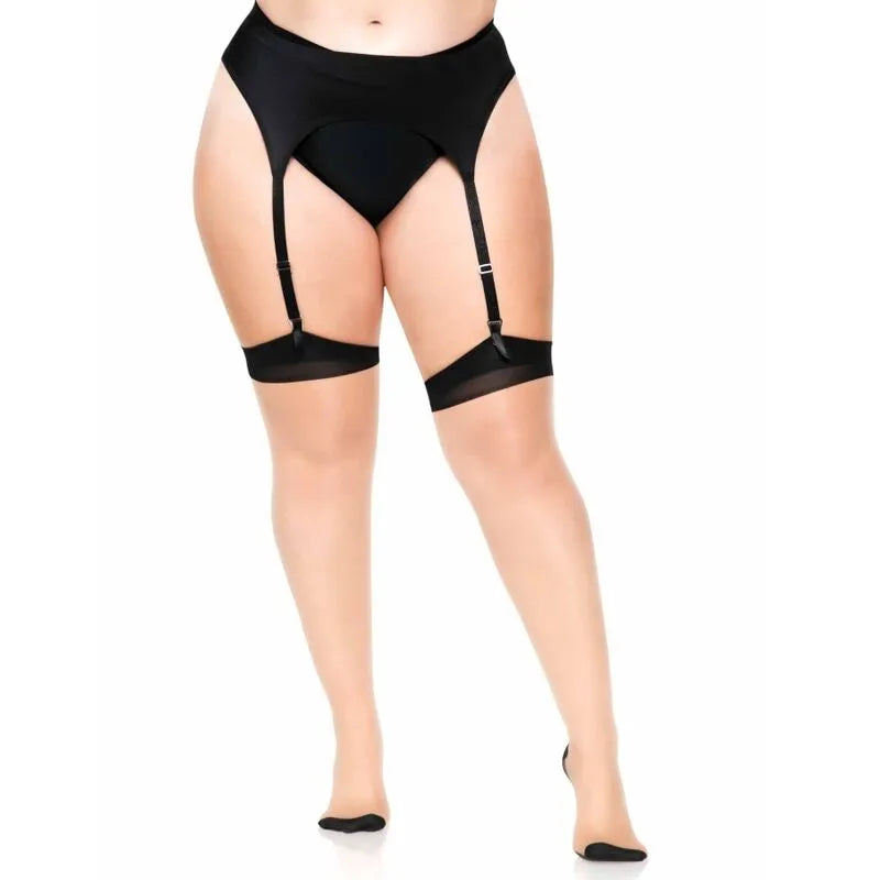 Cuissardes lycra transparentes couture arrière, talon cubain, nude et noir, élégantes, taille plus, sophistiquées.