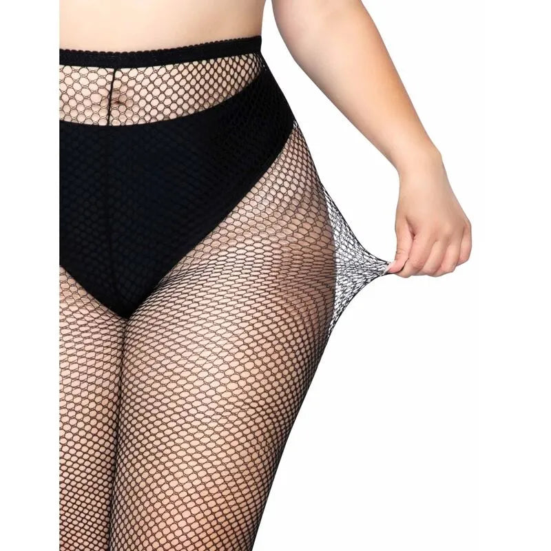 Collants résille grande taille élégance féminité ceinture cousue maintien sensualité confort polyamide nylon léger aérien motif sophistiqué séduction