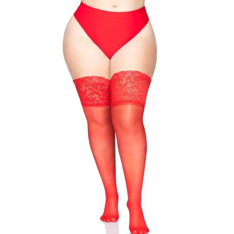 hauts cuisses transparents lycra dentelle silicone adhérence antiglisse grande taille confort extensible séduction raffinée maintien douceur durable nylon elasthanne