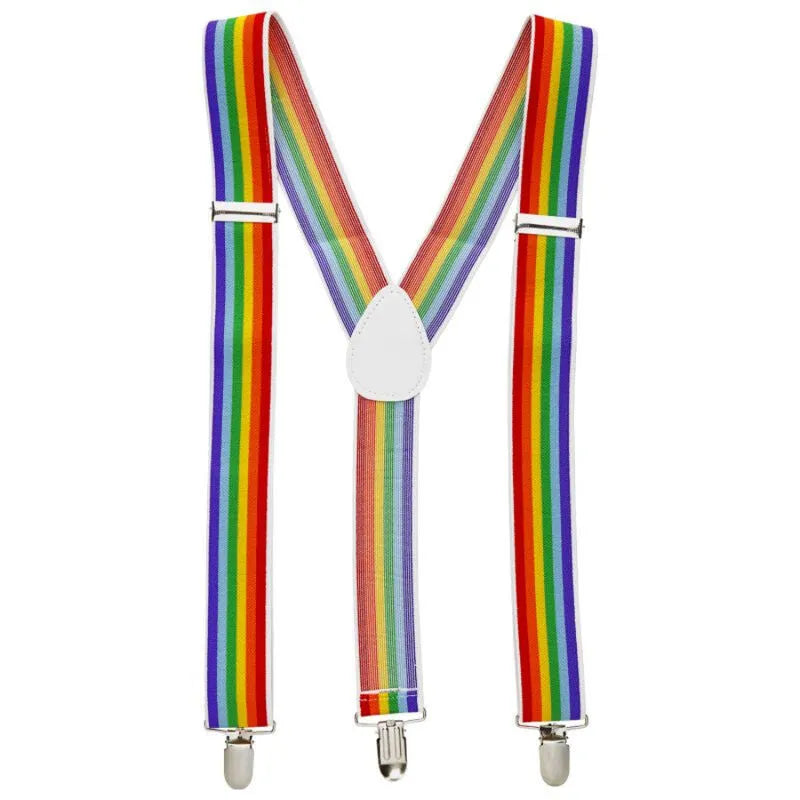 bretelles multicolores drapeau LGBT fierté festives vibrantes colorées durables confortables attaches robustes maintien sécurisé ajustable taille unique cadeau engagé