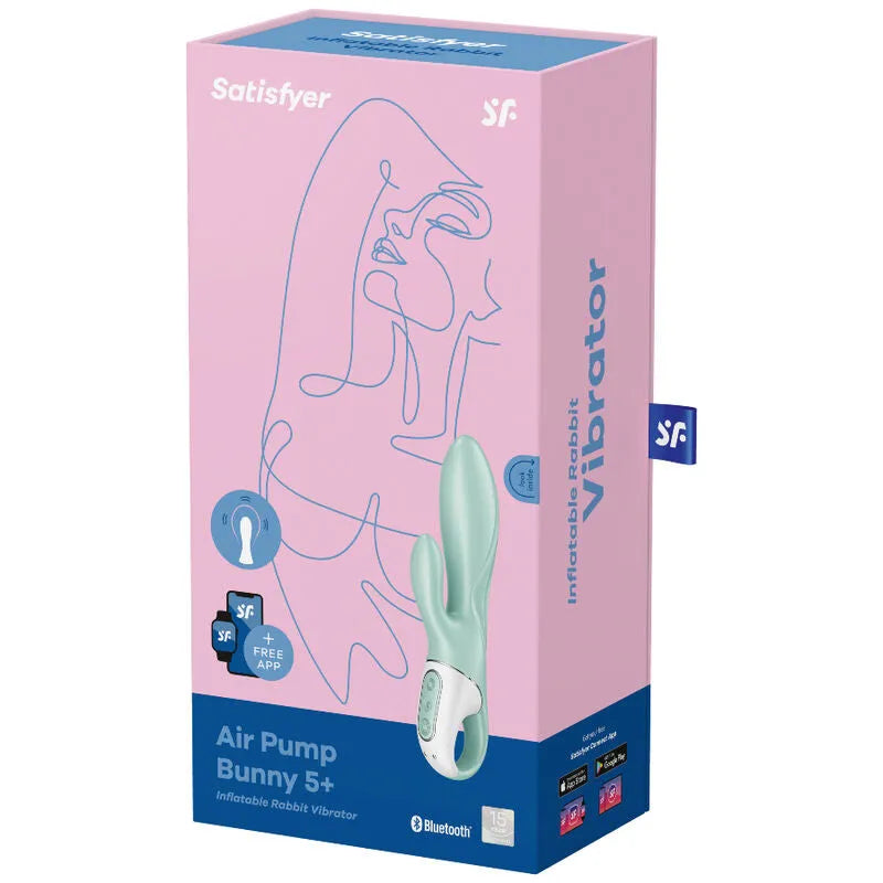 Vibromasseur gonflable Satisfyer Air Pump Bunny 5+ stimulation clitoridienne G-spot multi-vibrations silicone hypoallergénique pour femmes couple