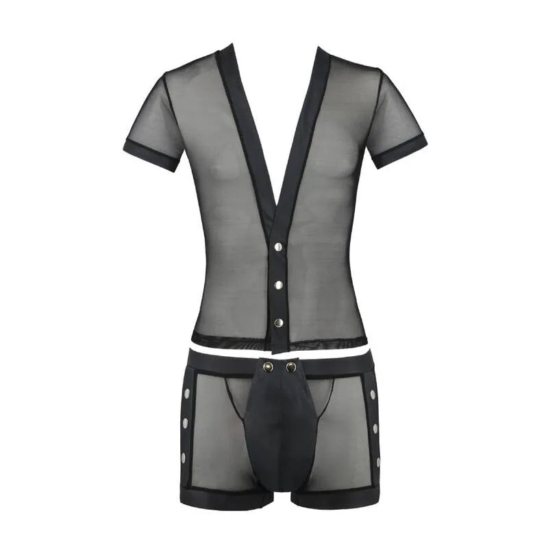 Ensemble lingerie noir moderne, élégant, certifié Oeko-Tex, en polyuréthane et polyester, fabriqué en Pologne, taille LXL.