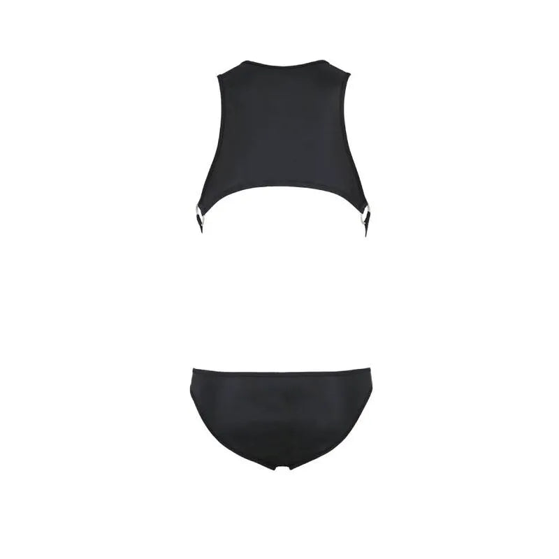 Body lingerie noir élégant en polyuréthane et polyester, design sculptant, certifié Oeko-Tex, confortable et respirant.