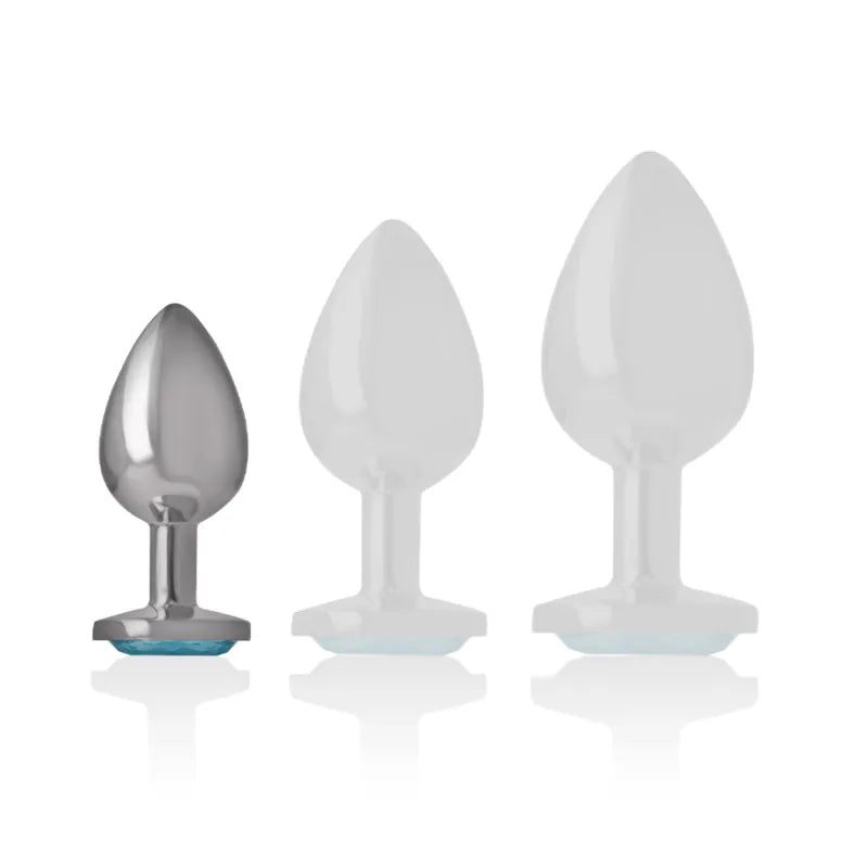 Plug anal en métal aluminium avec cristal bleu taille S de la marque Intense
