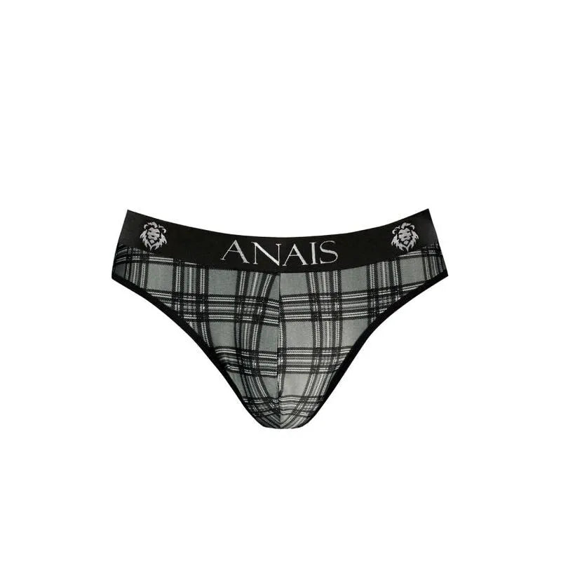Slip homme Anais Men à carreaux noirs, gris et blancs, taille élastique, microfibre douce, confort optimal.