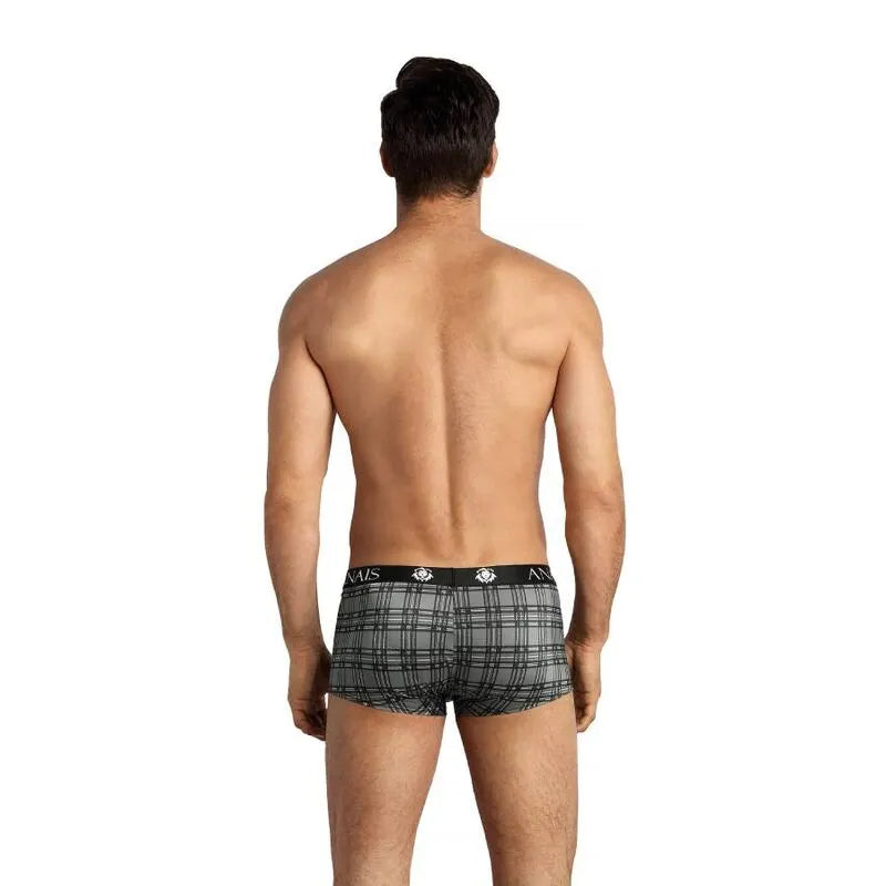 Boxer homme microfibre à carreaux noir gris blanc Anais, coupe sportive ajustée, maintien optimal, style élégant.