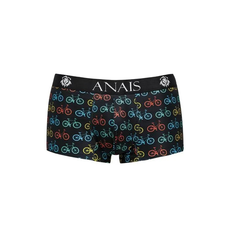 Boxer homme ANAIS MEN noir motifs vélos colorés, coupe sportive jambes longues, élégant et confortable.