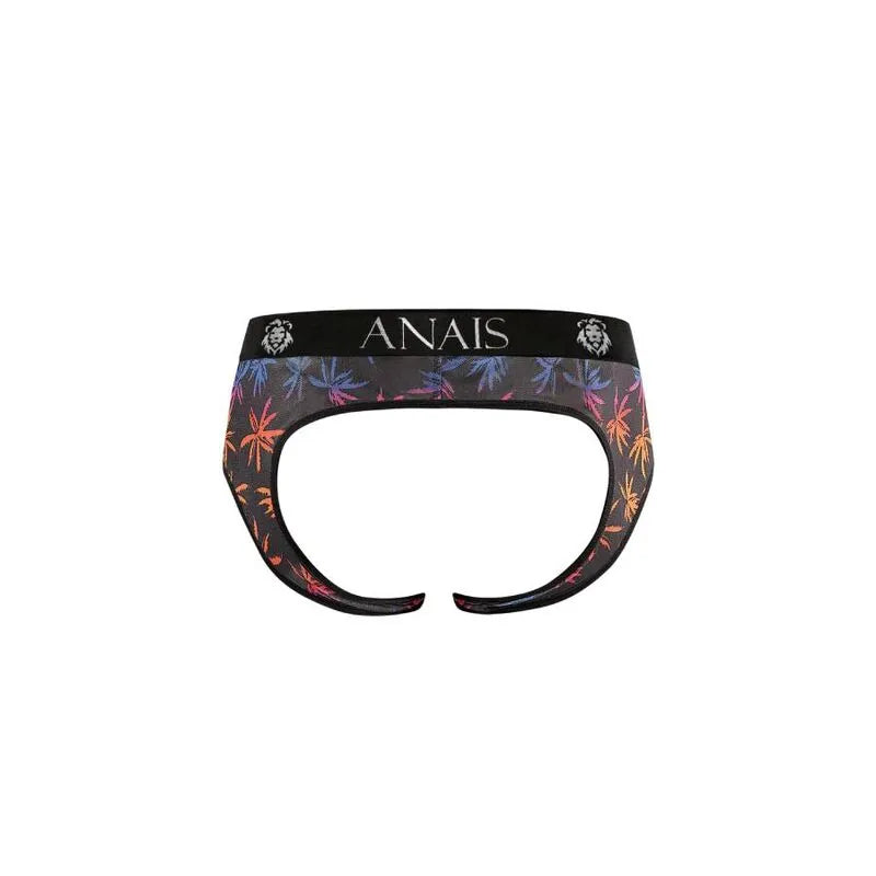 Bikini homme tulle noir imprimé palmiers, design fesses ouvertes, élégant et confortable, marque Anais.