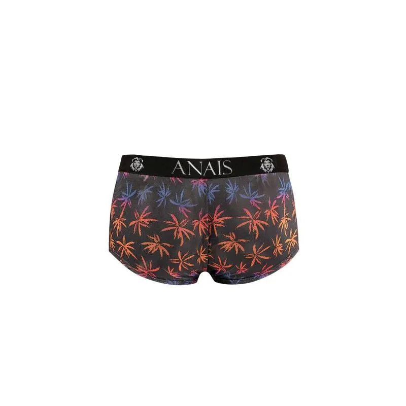 Boxer homme noir imprimé palmiers colorés, ajustement parfait, confort sportif, confection européenne, ANAIS MEN.