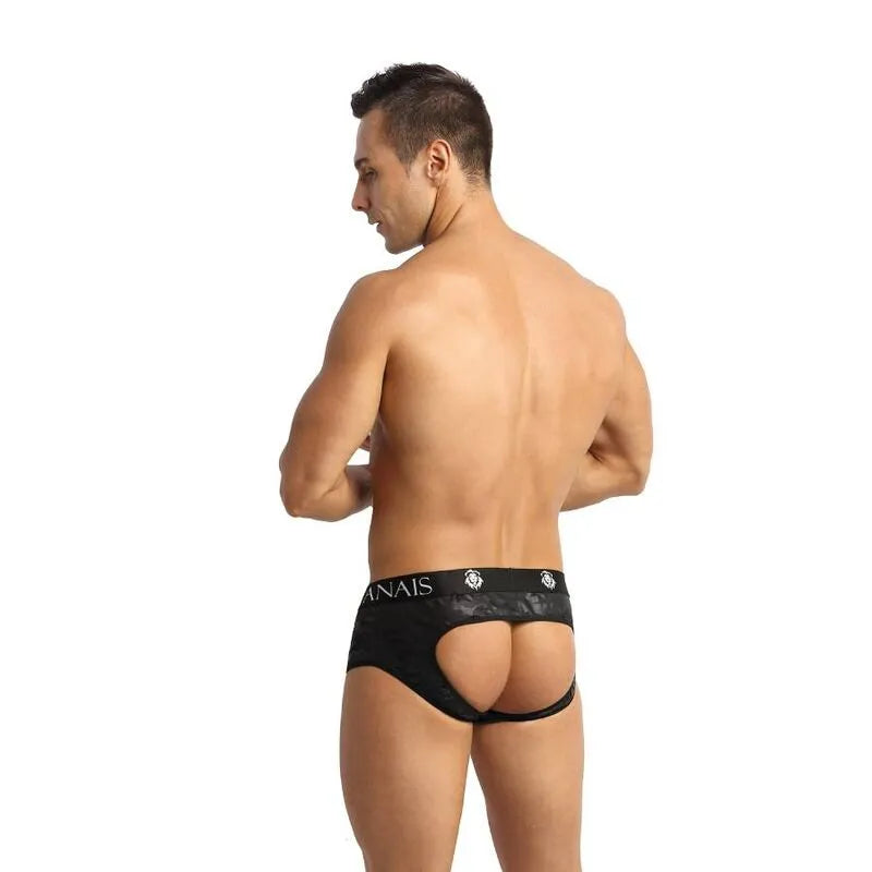 Bikini homme microfibre imprimé militaire, coupe audacieuse fesses ouvertes, design élégant et confortable.