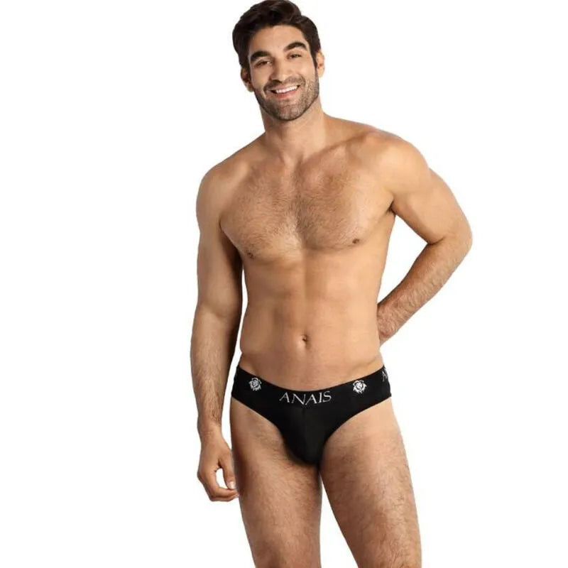 Slip homme noir Éros en tulle avec bande élastique, confort et élégance, Anais Apparel.
