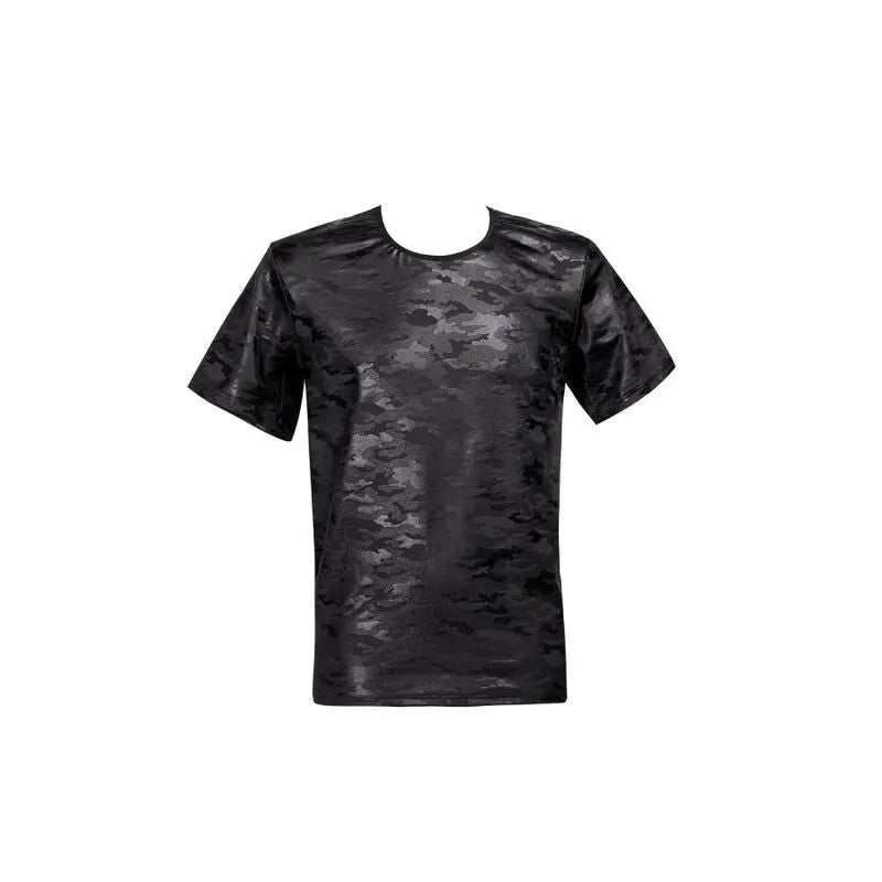 T-shirt homme ANAIS MEN ÉLECTRO noir, imprimé militaire, microfibre douce, ajustement parfait, style moderne.