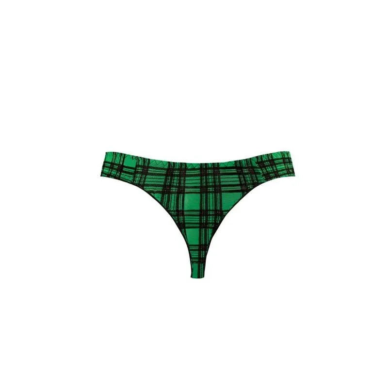 String homme vert à carreaux noirs, bande élastique large, confort optimal, Anais Apparel, lingerie sexy haute qualité.
