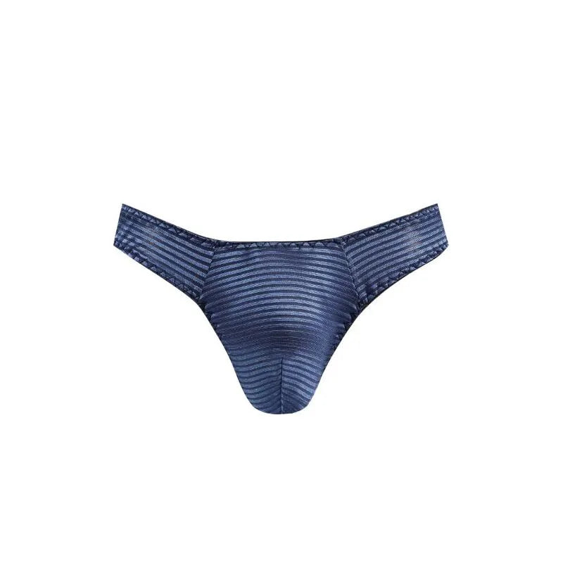 String homme noir à rayures bleu marine, tulle et élastique délicat, confort optimal, Anais Apparel.