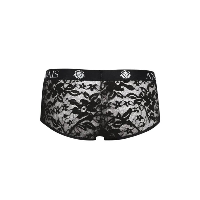 Slip homme en dentelle noire à imprimé fleuri, coupe sportive, jambes courtes, ajustement parfait, Anais Apparel.