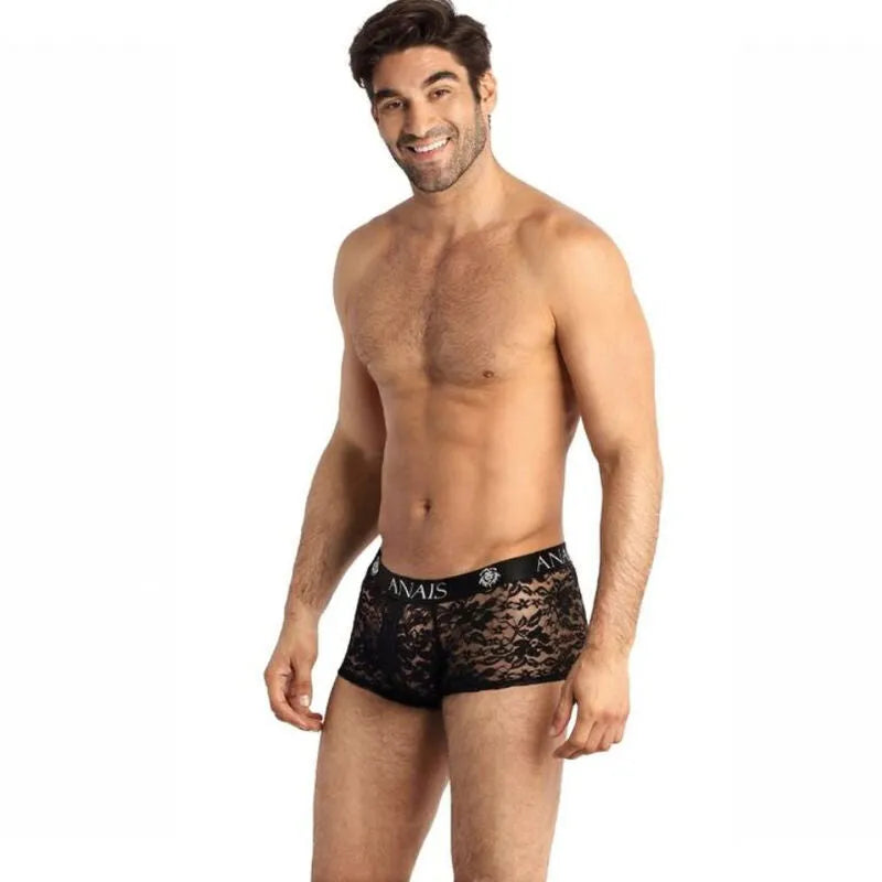 boxer romance dentelle noire imprimé fleuri coupe sportive masculin élégant confortable extensible lycra polyester européen jambes longues maintien raffiné séduction
