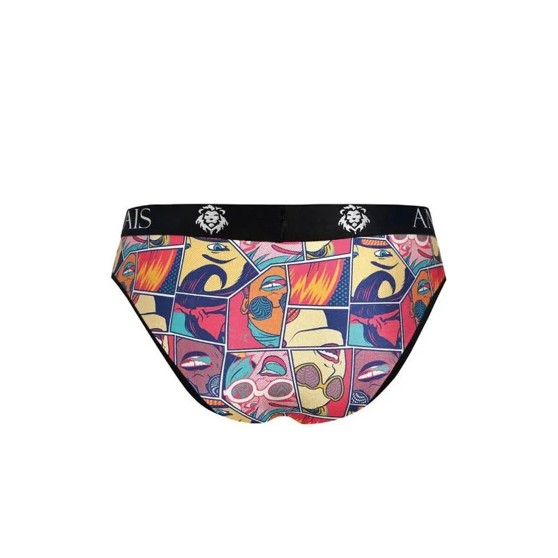 Slip homme coloré avec motifs bandes dessinées, taille élastique noire, confort optimal, Anais Apparel.