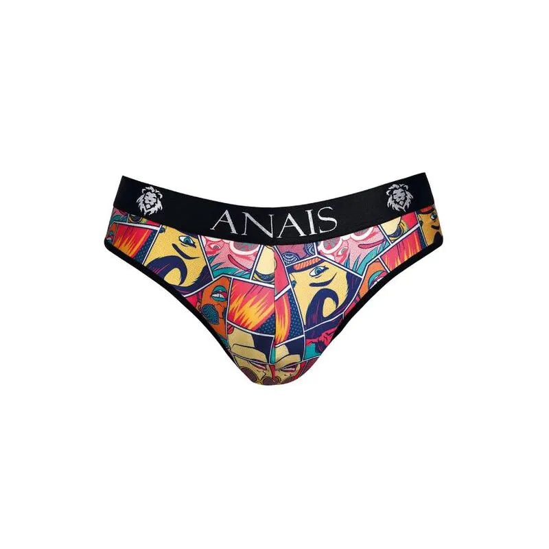 Slip homme ANAIS MEN Comics, imprimé bandes dessinées colorées, taille élastique noire avec logo, coupe confortable.
