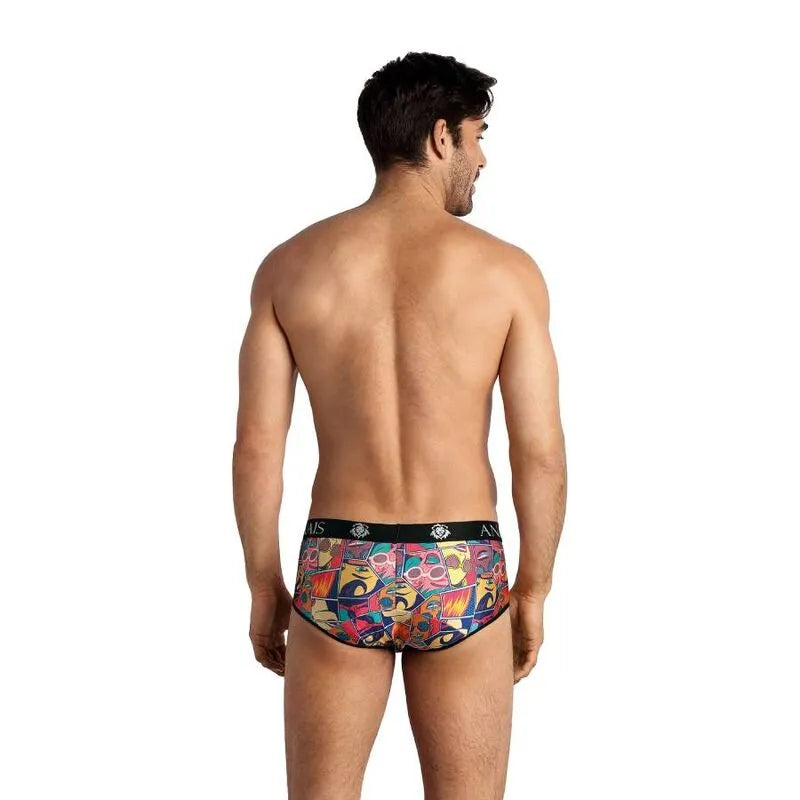 Slip homme ANAIS MEN Comics, coupe sportive, imprimé bandes dessinées colorées, ajustement parfait, modal doux.