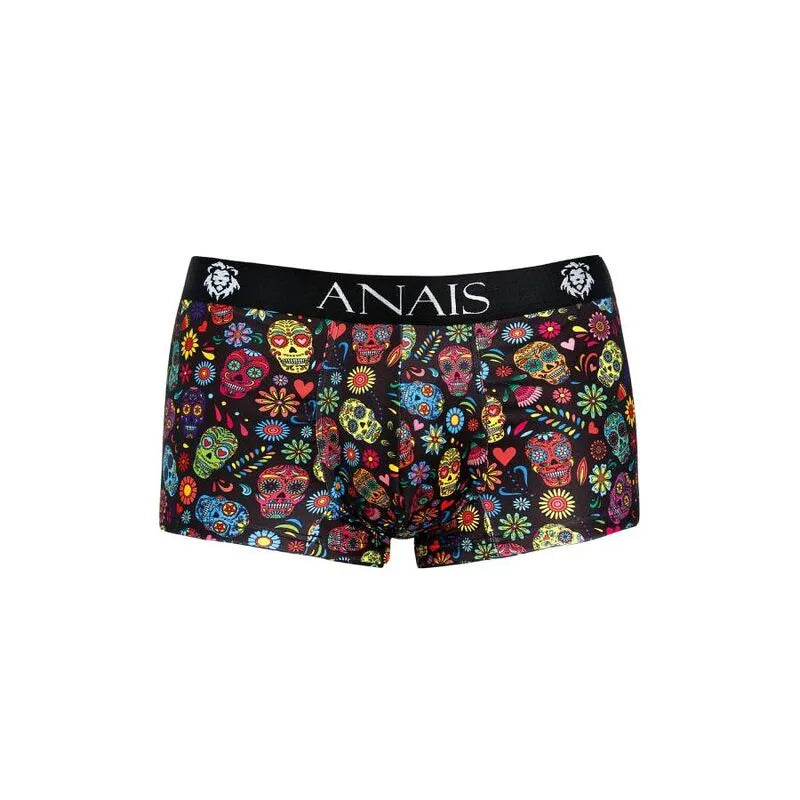 Boxer homme Anais Apparel noir à motifs colorés, coupe sportive ajustée, confort et élégance en polyamide élasthanne.