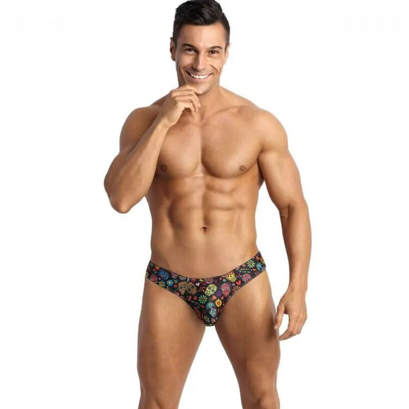 String homme coloré Anais Men, coupe ajustée, motifs mexicains, élastique délicat, confort optimal, séduction assurée.