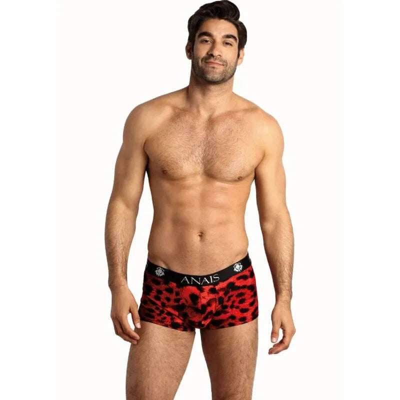 boxer homme microfibre rouge imprimé animal ajustement parfait Anaïs coupe sportive jambes longues maintien optimal douceur