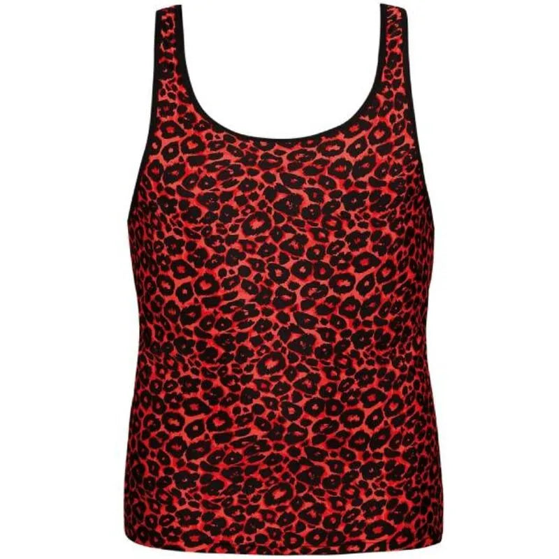 Débardeur rouge imprimé animal tribal, sans manches, ajustement parfait, en microfibre douce, Anais Men.