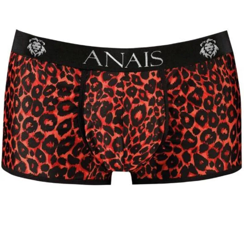 Boxer homme rouge imprimé animal, microfibre douce, coupe sportive, maintien silhouette, marque ANAIS MEN.