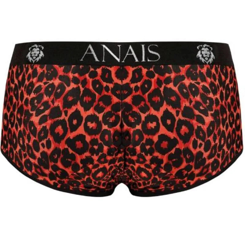 Culotte homme rouge imprimé animal, microfibre douce, coupe sportive, confort exceptionnel, style audacieux.