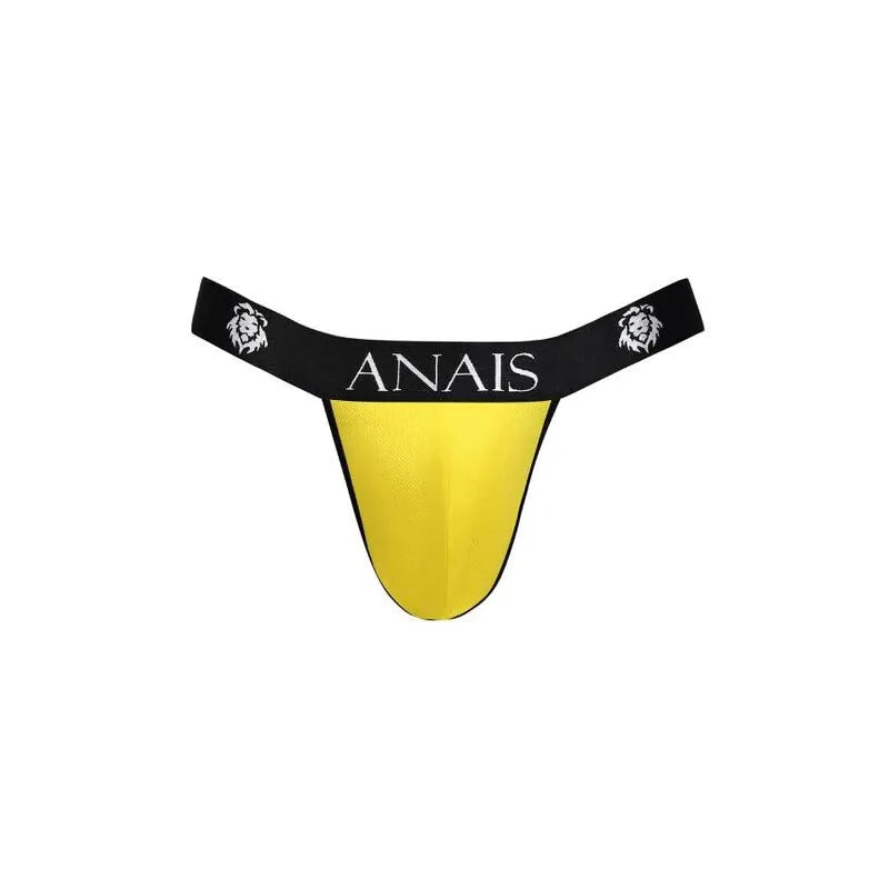 Jockstrap homme jaune ANAIS, coupe audacieuse, ceinture noire logo, confort et style sexy, confection européenne.